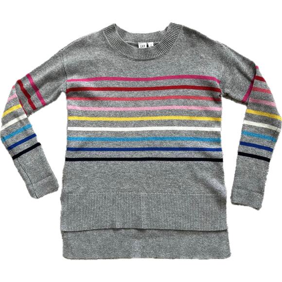 Gap Wool Blend Gray Rainbow Stripe Sweater Size XS - Picture 7 of 12